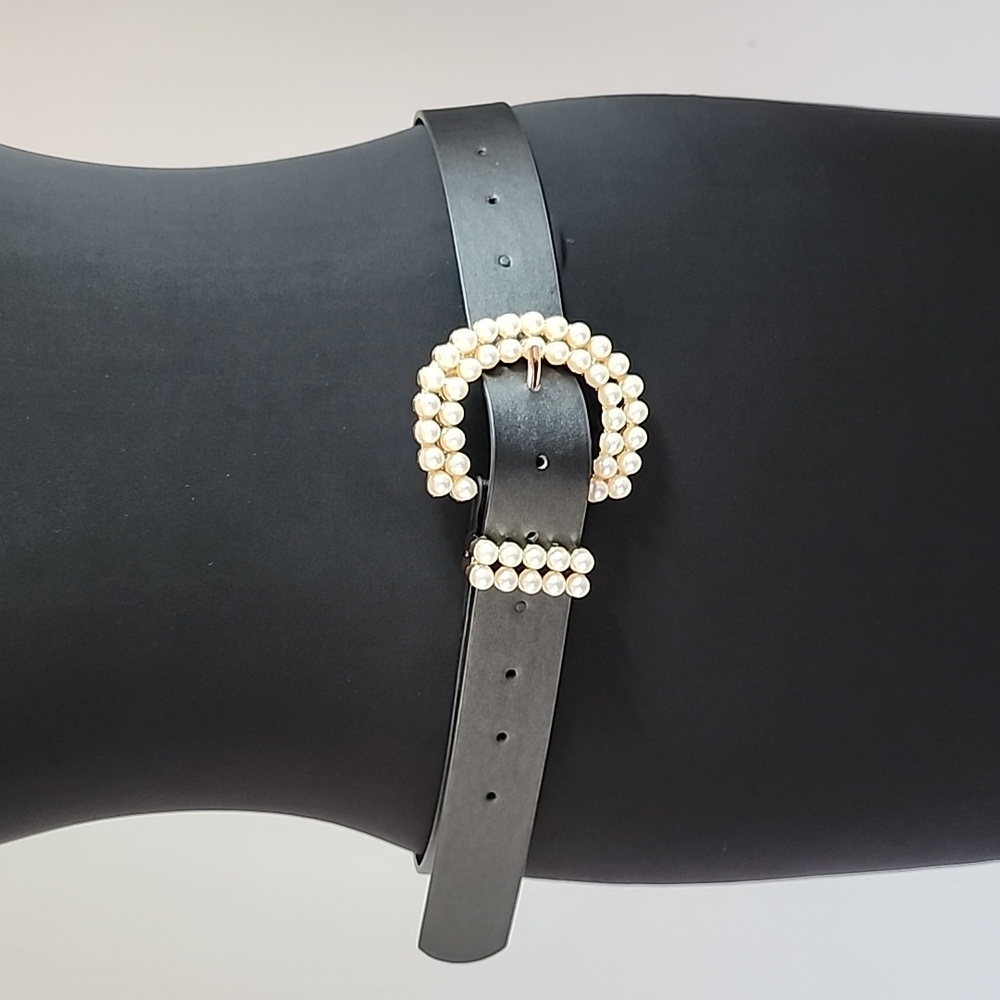 Black Pearl Buckle Belt  Sizes: Various